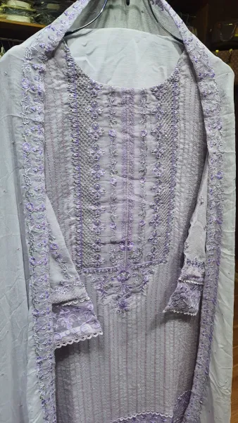 Pakistani Merakish Luxury Chiffon Stitched 3Pcs _ Periwinkle 